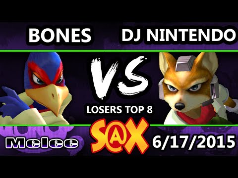 S@X 102 - Bones (Falco) Vs. DJ Nintendo (Fox) SSBM Losers Top 8 - Smash Melee
