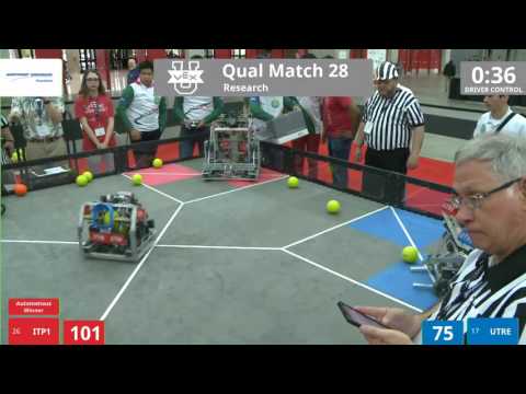 VEX Worlds 2016 - VEX U - Research - Qual 28 (ITP1) 216 vs 157 (UTRE)