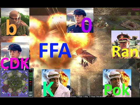 Fantastic Battle of Nuclear Missiles. FFA 1v1v1v1v1.[C&C Generals Contra X Beta] TOP REPLAY
