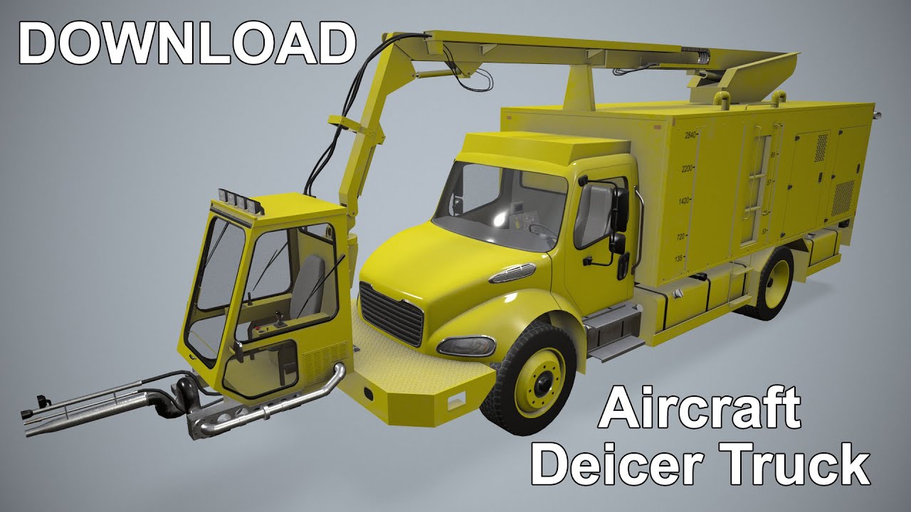 항공기 제빙기 트럭 노란색 --347-- 3D 모델