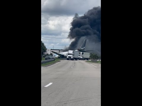 Plane with an Amazon logo crashes outside Miami airport