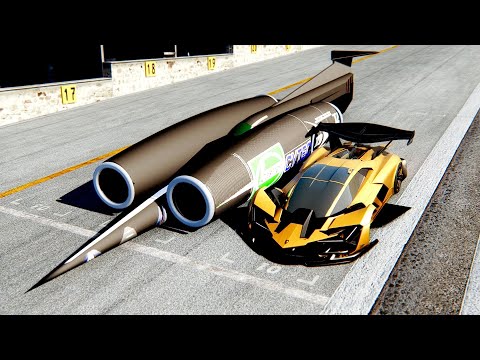Lamborghini Terzo Millennio GTR Concept vs Thrust SSC at Drag Race 20 KM