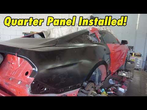 We installed the quarter panel on the Mustang but failed to weld it..