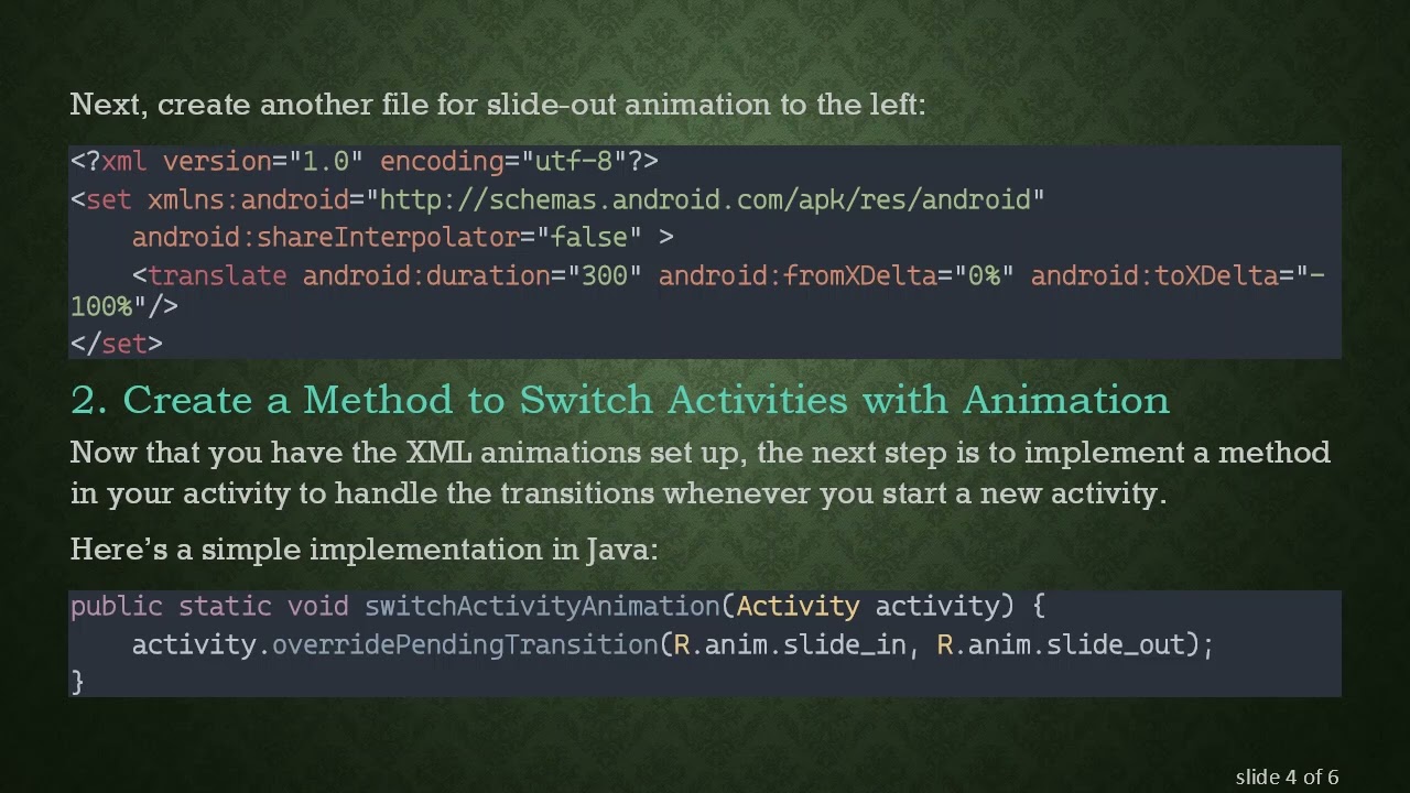 Mastering Slide Animations in Android Activity Transitions