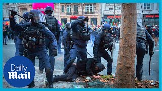 France protests: French riot police attack protesters with batons amid pension reform announcement