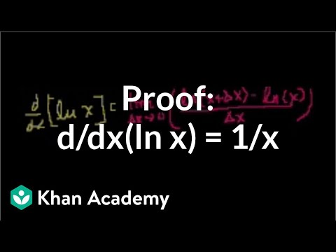 Proof: d/dx(ln x) = 1/x 