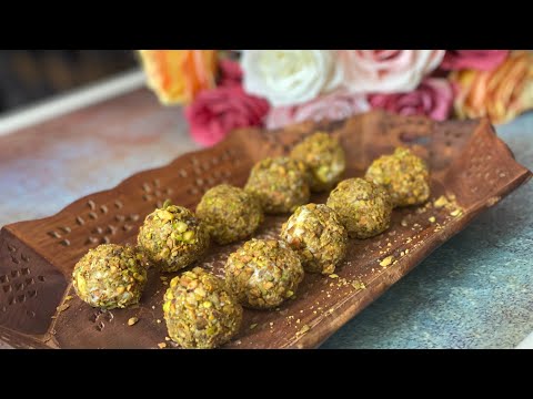 White chocolate truffles (rose, cardamom and pistachio)