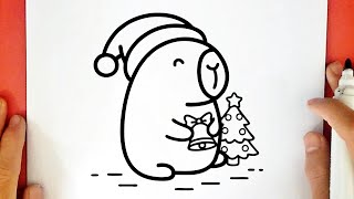 COMO DESENHAR UMA CAPIVARA de NATAL KAWAII