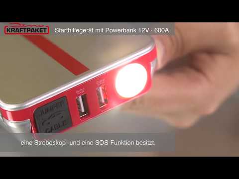 Dino KRAFTPAKET Starthilfegerät 12V-600A 66.6Wh Starthilfe mit Powerbank & LED-Lampe (136102)