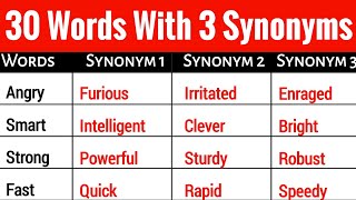 30 Common Synonym Words in English  - Words And Synonyms in English