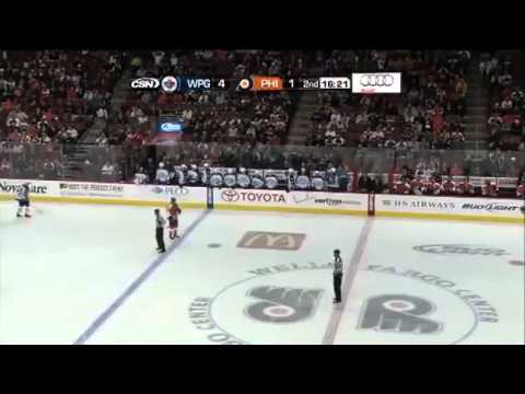 Winnipeg own the flyers on the road 9-8    10/27/11