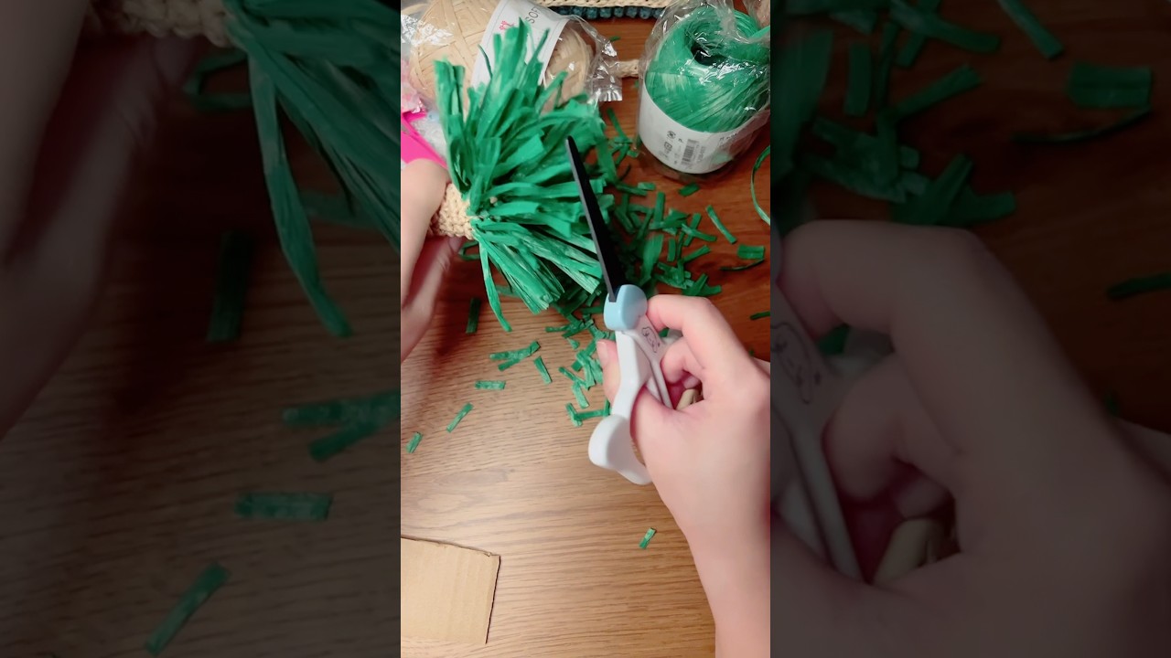 エコアンダリヤで編むバッグチャーム🍋🌴　#かぎ針編み #あみぐるみ レモンチャーム #crochetasmr  #asmrsounds