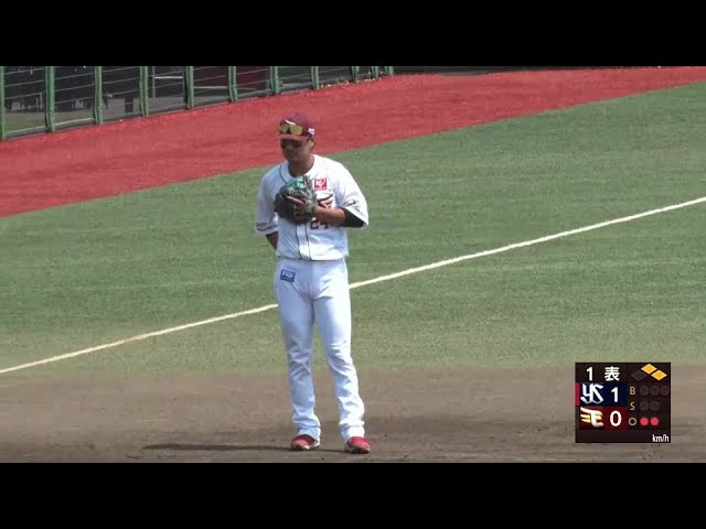 【ファーム】ナイス判断!! イーグルス・黒川史陽 捕球後すかさずベースを踏みダブルプレー!!  2024年6月12日 東北楽天ゴールデンイーグルス 対 東京ヤクルトスワローズ
