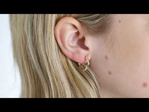 9ct Yellow Gold Faceted Diamond Cut Hoop Earrings - 16mm