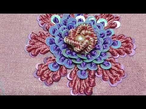 Beautiful  zari  Designs 💕Beads and Sequence  Flower embroidery ★ #handbroidery #Sequence