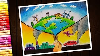 Stop air pollution (save environment) drawing with