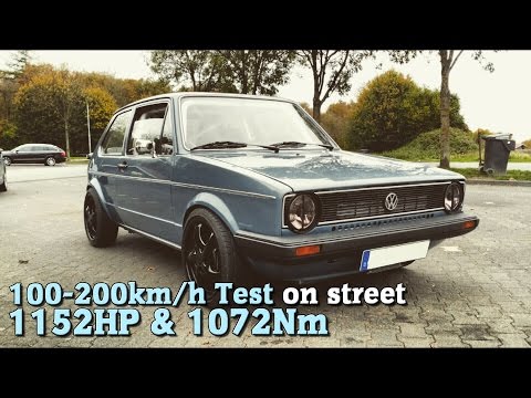 VW Golf MK1 4Motion 1152HP 100-200 test on street 2015