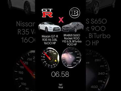 Nissan GT-R R35 V6 3.8L 1600 HP vs BRABUS S650 Rocket 900 V12 6.3L BiTurbo 900 HP