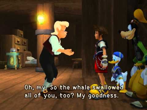Kingdom Hearts, English cutscene: 113 - Geppetto - HD 720p