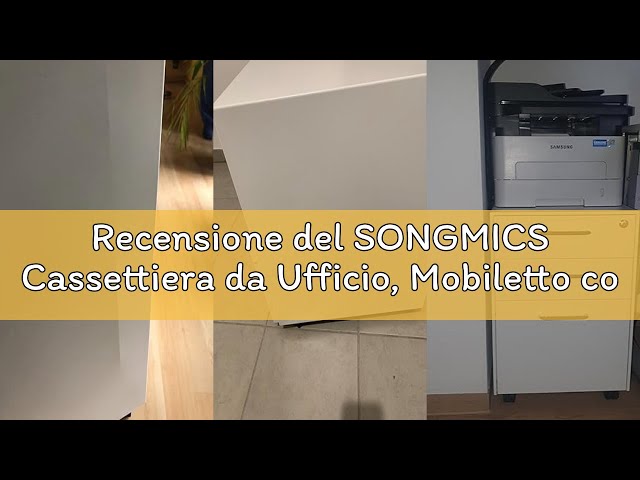Vídeo relacionado con SONGMICS Cassettiera da Ufficio, Mobile con Ruote e 3 Cassetti, Chiusura a Chiave, Premontato, Mobiletto in Metallo, Supporto per Stampante, Studio, 50 x 39 x 59 cm, Bianco Opaco OFC032WG01