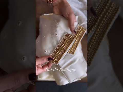 Customized Pearls & Matte Gold Beads Hand Embroidered bridal blouse design🔥 #shorts #youtubeshorts