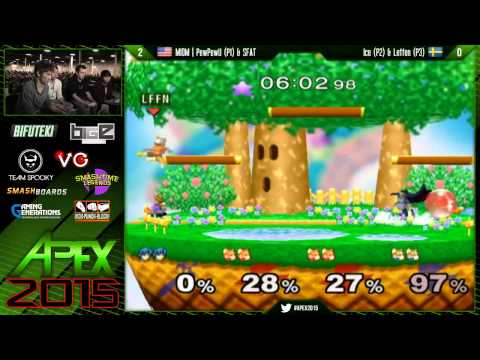 Apex 2015 - MIOM | PewPewU & SFAT Vs. Leffen & Ice - SSBM Losers Quarters - Melee