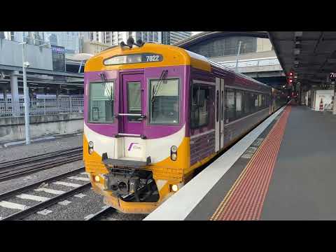 V/Line 7022, 7001 & 7007 Departing Southern Cross Station to Seymour