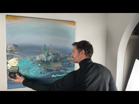 Abstrakte Acrylmalerei | Abstract Landscape with gold leaf | abstract painting on canvas