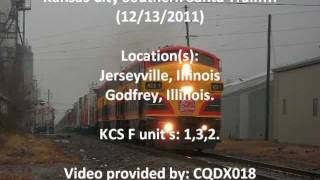 preview picture of video 'Kansas City Southern Santa Train w/ F units & IVNKC with 3 Brand New KCS GEVOS!!!! (12/13/2011)'