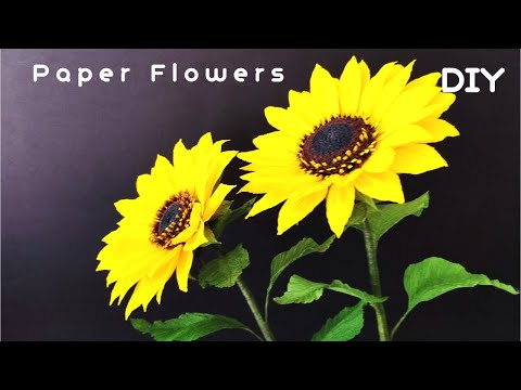How to Make sunflower from Crepe Paper🌺DIY Paper flower craft//Room Decorating Ideas  23-07-10