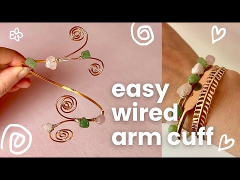 Make this super easy wire arm cuff and gemstone bracelet for summer✨☀️