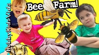 BEE FarmTrain Ride! Real Bees + Honey Tasting, Playground by HobbyKidsVids