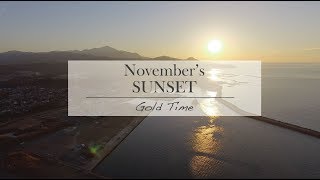 柏崎、冬の夕日