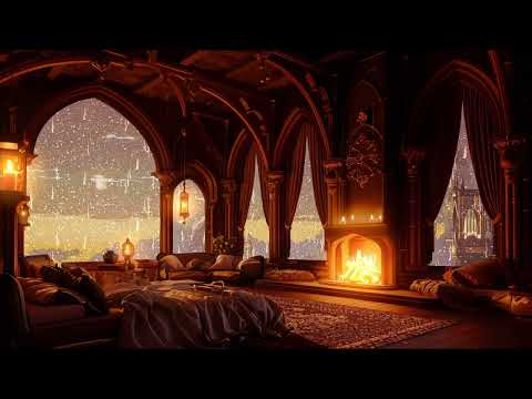 Instant Sleep in a Cozy Castle Haven - Rain, Fireplace and Thunderstorm Sounds Therapy