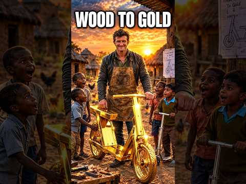 He Built a Wooden Push Scooter Then Turned It GOLD! 😱 #woodworking #diy #millionviews #viral