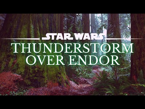 Star Wars 4K Ambience | Thunderstorm On Endor | Sleep, Study, Ambient Rain | No Music [8 Hrs.]
