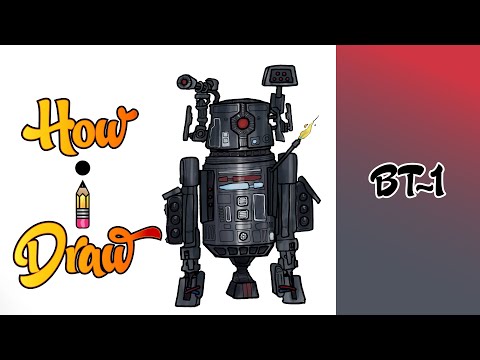 How I Draw a BT-1 ASSASSIN DROID from STAR WARS * how to draw bee tee 1 art lesson drawing tutorial