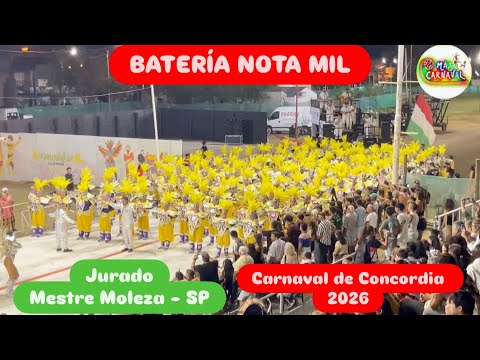 BATERIA NOTA MIL - ENTRADA A LA PASARELA 1ra NOCHE CARNAVAL DE CONCORDIA 2026