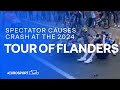 VIDEO: Cees Bol struck by spectator causing CRASH at the 2024 Tour of Flanders | Eurosport Cycling