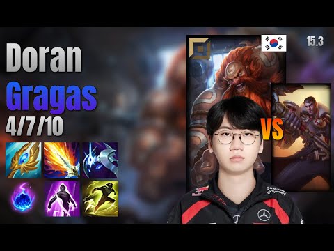 Doran Top Gragas vs Jayce lol KR solo rank Full Game 15.3 | 도란 그라가스 vs 제이스