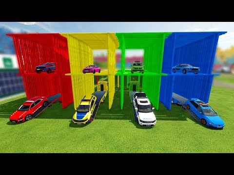 TRANSPORTING 👮 VOLKSWAGEN, BMW, DACIA, AUDI, RANGER ROVER, DODGE with TRUCKS 🚚! Farming Simulator 22