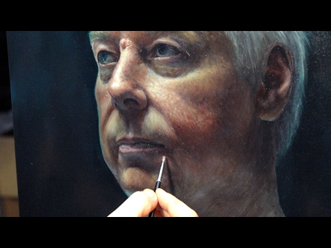 Portrait in Oils, using a grid, grisaille, and colour glazing technique