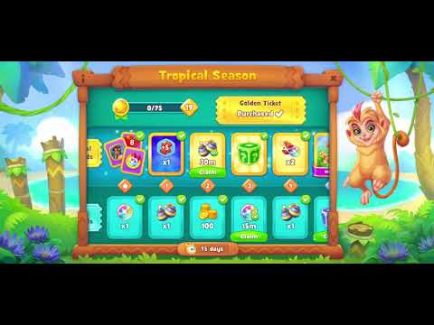 Golden Ticket activated ▪︎ Tropical Season ▪︎ Golden Cup Hard Stage 21 ☆ Gardenscapes by Anne