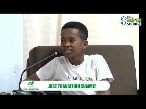 11-year- old Joseph as a panellist at the Just Transition Summit 2023
