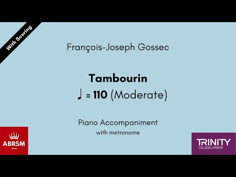 François-Joseph Gossec - Tambourin ♩= 110 (Moderate) Piano Accompaniment with metronome