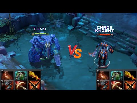 Dota 2 | Tiny vs Chaos Knight lvl 30 | Normal Attacks Only | Same Full Items