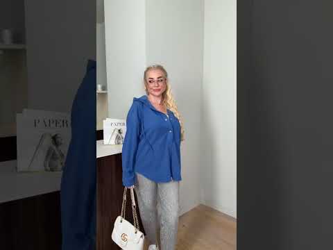 Жіноча вельветова сорочка з капюшоном, великі розміри 50 60, джинс - фото 1 - id-p2937743141