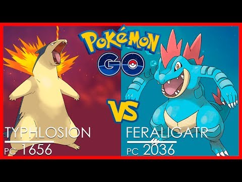 Pokémon GO Gym Battle ☢ Typhlosion with SOLAR BEAM vs Feraligatr