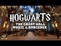 A Relaxing Evening In The Great Hall With Music Playing In Another Room 4K Harry Potter Ambience