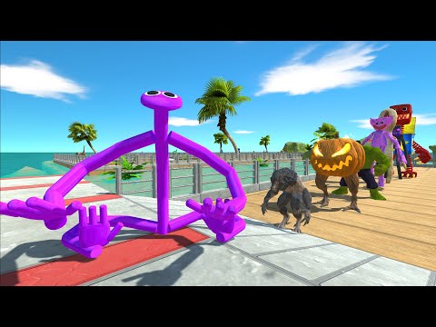 Rainbow Friends Purple Oasis Death Run - Animal Revolt Battle Simulator